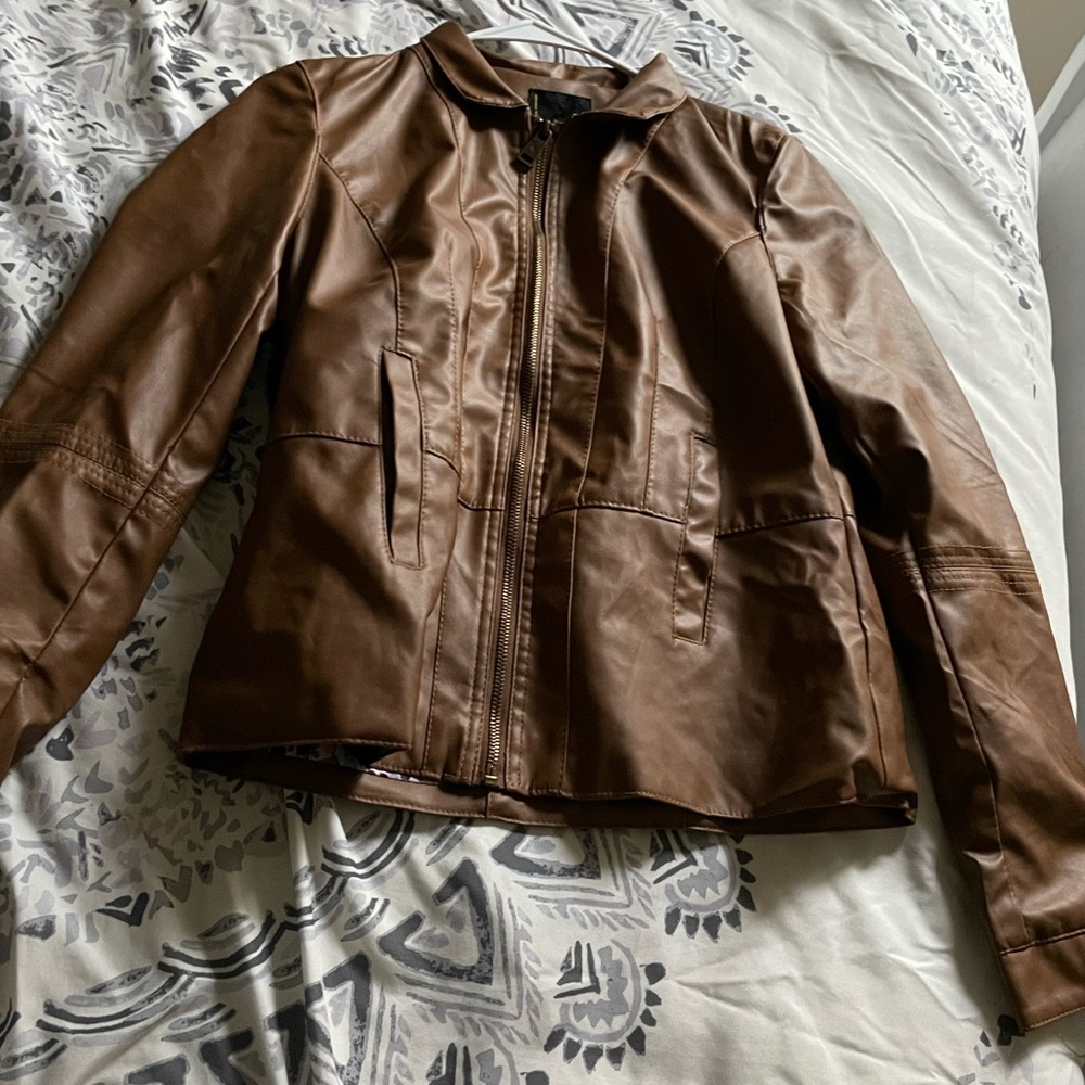 Brown leather jacket (faux leather)